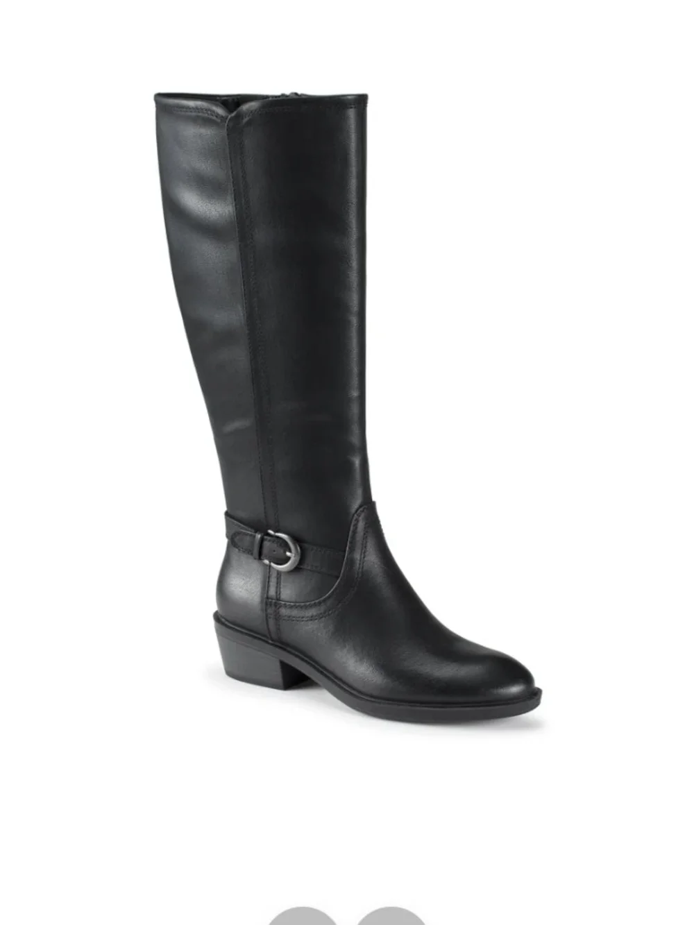 NWOB Nena Beltraps Size 9.5 Women’s Black Knee-High Leather Boots, Side Zipper